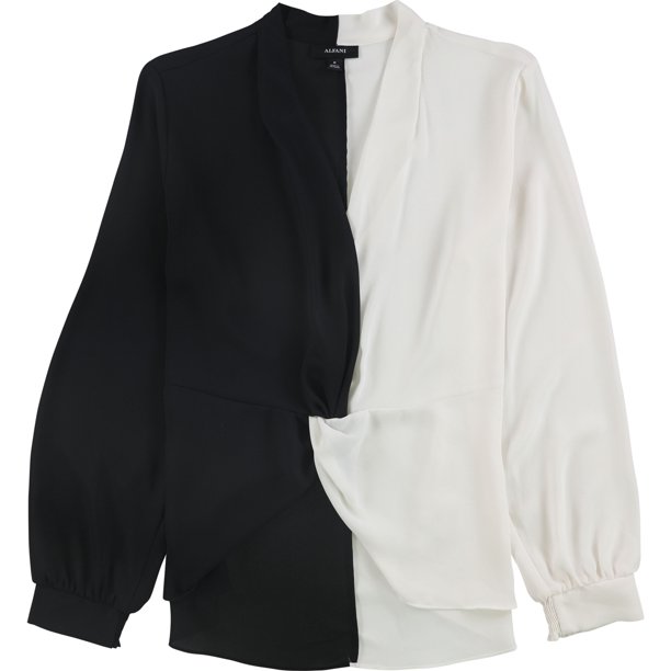 Alfani Womens Twist Pullover Blusa, Negro, X-Small Alfani Pull-over