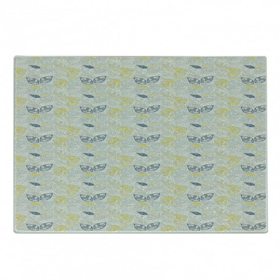 Abstract Cutting Board, Several Striped Leaves Pastel Tones Retro Style Natural Pattern Illustration, Decorative Tempered Glass Cutting and Serving Board, in 3 Sizes, by Ambesonne