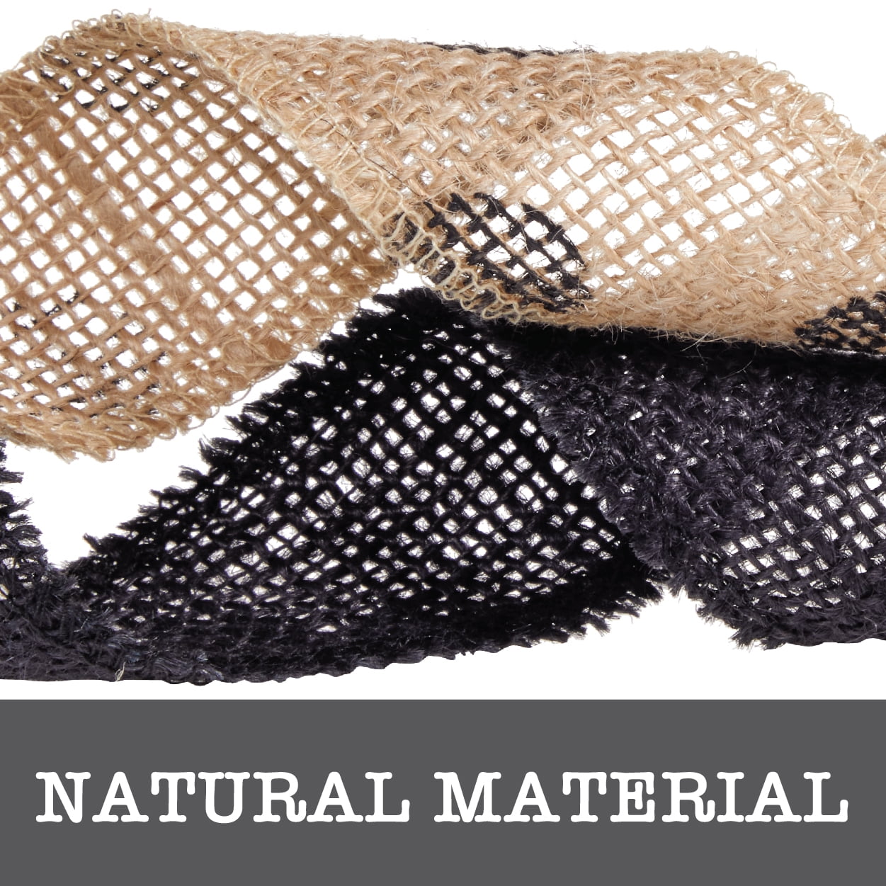(2 pack) Love, Laugh, Craft Burlap Ribbon Set, 1.5"W x 3-Yds, Natural/Black Dots