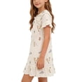 thumbnail image 3 of Robe de Nuit pour Filles, Manches Courtes, Col Rabattu, Imprimé d'Été, Tenue d'Intérieur, Chemise de Nuit pour Tout-Petit, 3 of 7