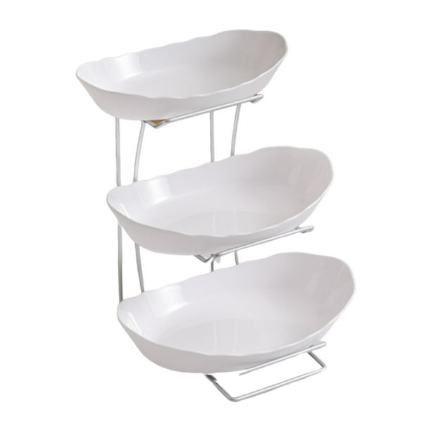 Frutero para encimera de cocina, cuenco para servir con rejilla de metal, práctico multiusos Estante plateado de 3 niveles