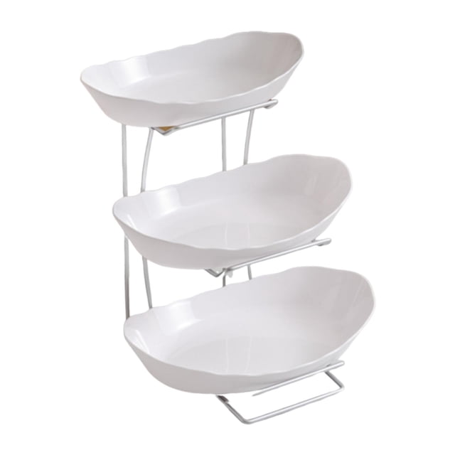 Frutero para mostrador de cocina, decoración, práctico y moderno cuenco para servir con soporte de metal para pasteles, meriendas, fiestas en casa Estante plateado de 3 niveles