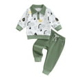 thumbnail image 2 of Elippeo Boys Autumn 2PCS Outfit Sets 6 12 18 24 Months 3 Years Long Sleeve Lapel Dinosaur Print Tops Solid Color Pants Sets, 2 of 9