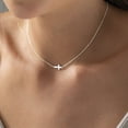thumbnail image 3 of Turandoss 14K White Gold Plated Dainty Tiny Sideway Cross Choker Pendant Necklace for Women Simple Jewelry Trendy Personalizedt First Communion Christian Religious Gifts for Her Girls, 3 of 7