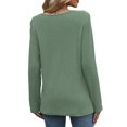 thumbnail image 5 of Long Sleeve Women's Tops Spring Summer Outfits Dressy Casual Blouses Lace Trendy Waffle Knit Shirts Green XL, 5 of 8