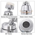 thumbnail image 4 of Uxcell 360° Rotatable Faucet Sprayer M22 Thread 3 Modes Adjustable Bathroom Aerators Head form Bathroom, Silver Tone, 4 of 6