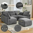 thumbnail image 5 of Harper & Bright Designs Modular Sectional Sofa Set with Ottoman, L-Shaped Couch with USB, Chenille Upholstered Sectional Sofa with Phone Holder for Living Room, Grey, 5 of 20