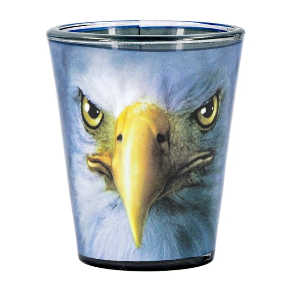 eagle face 2oz shot glass