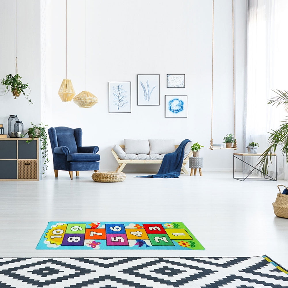 Hopscotch Rug Play Space /& Room Decor Floor Rug Carpet Nursery Classroom Sturdy Gift For Girls /& Boys Kid/’s Floor Play Mat for Bedroom