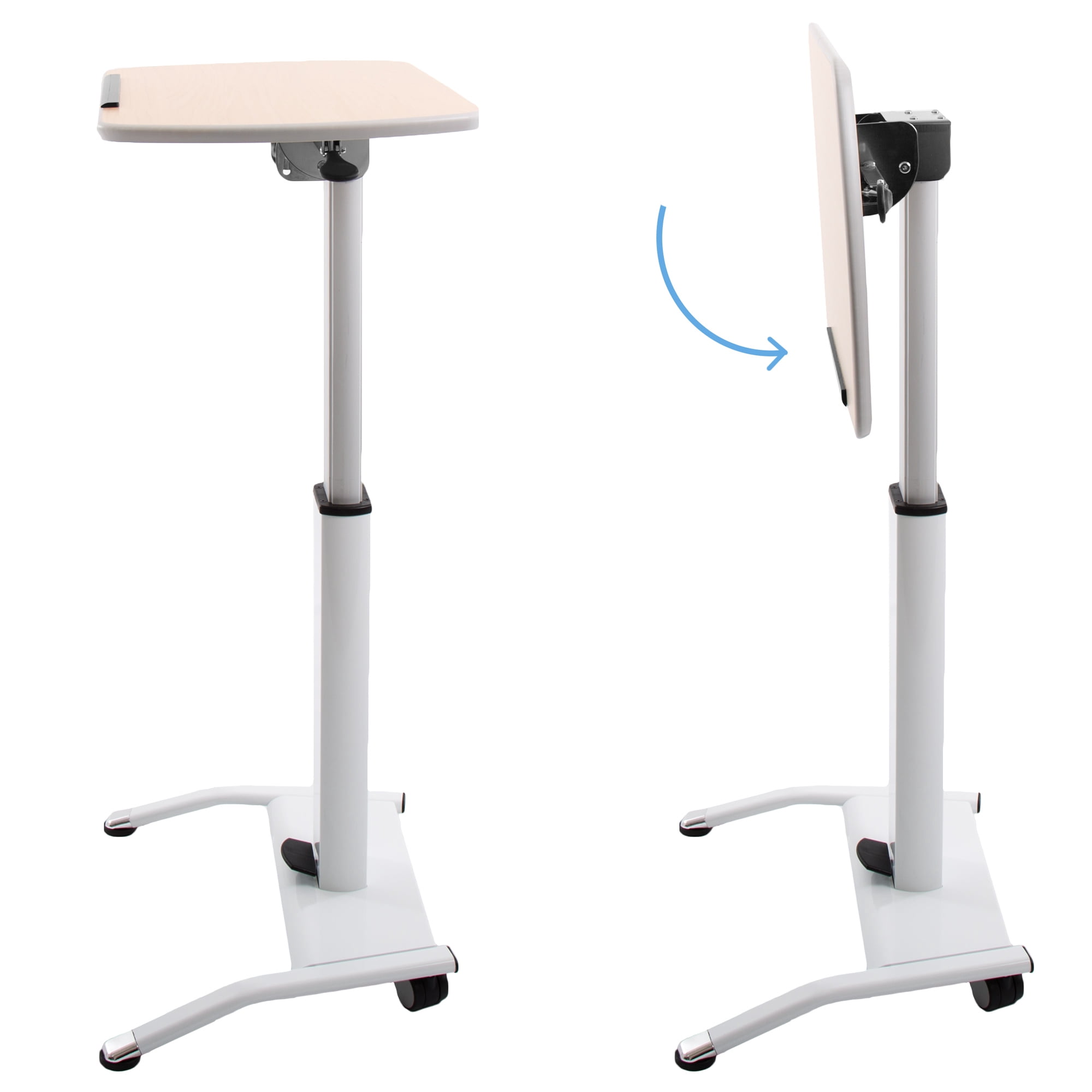 Stand Steady Tilting Mobile Podium | Height Adjustable Laptop Stand with Wheels and Tilting Desktop | Mobile Workstation & Portable Standing Desk | Rolling Laptop Table for Office & Home (Maple Print)