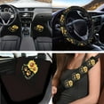 thumbnail image 2 of Jeiento Sunflower Car Seat Cover Set with Car Floor Mats Steering Wheel Cover Armrest Cover Car Seat Belt Covers Coaster Key Chain for Lipstick 17 Pack Interior Automobile Accessory for Van SUV, 2 of 7