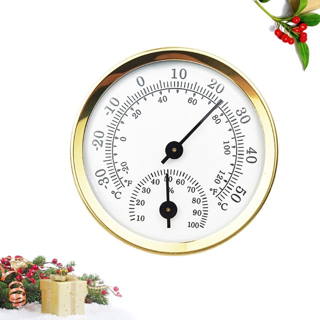 COOPHYA 1Set Golden Hygrometer for Reptile Tank Outdoor Use Temperature and Humidity 8x6x1.3in