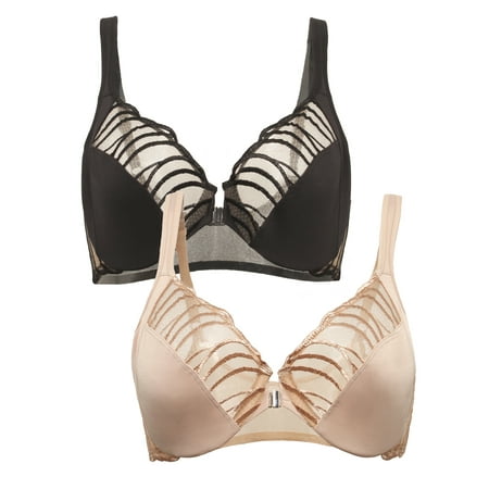 

Paramour by Felina | Angie Front Close Minimizer Bra 2-Pack (Black Warm Neutral 2-Pack 44DDD)