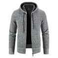 thumbnail image 2 of Herrnalise Men's Winter Hooded Sweater Coat Casual Loose Zipper Double Pockets Plush Thickened Sweater Coat Sweater Cardigan Long Sleeve Hooded Casual Coat/Jacket Gray, 2 of 5