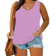 thumbnail image 2 of aidice Plus Size Womens Tank Tops 1-5XL Sleeveless Crewneck Button Basic Cotton Tanks Summer Casual, 2 of 6