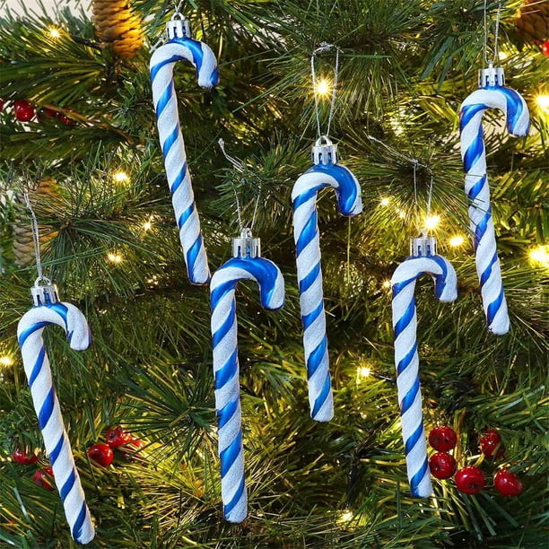 Fiudx Adornos Navideños de Bastones de Caramelo, Adornos de Plástico Irresponsables, Bolas Navideñas con Formas Únicas, Guirnaldas para Árboles de Pared, Decoración Comercial de Alta Gama, Diseño Nav