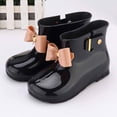 thumbnail image 4 of Toddler Black Rain Boots 3D Bow Kids Boys Girls Lightweight Shoes, 4 of 6