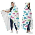 thumbnail image 2 of Wearable Blanket,White Cartoon Dinosaurs Hooded Wearable Flannel Blanket for Adults & Teens,Winter Poncho Shawl Wrap Cape Cozy Anti-Pill,60"x80", 2 of 5