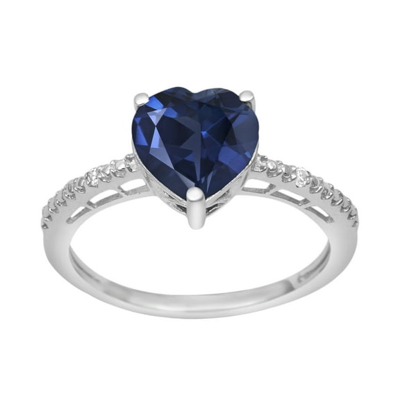 8 MM Heart Shape Blue Sapphire 925 Sterling Silver Solitaire Women's Valentines Day Gifts Ring
