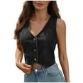 thumbnail image 2 of AUNVITO Women’s Denim Jacket Sleeveless V-Neck Button Front Solid Color No Hood Lightweight Summer Casual Pre-Shrunk, 2 of 7
