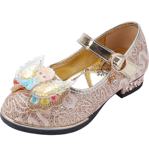 Sandalias de tacón alto para niñas de Disney, nuevos zapatos de princesa frozen elsa, zapatos de tacón alto para niñas pequeñas, Aisha show shoes26-Insole 16,2 cm Gao Jinjia LED