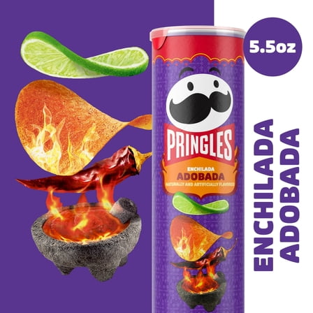 PRINGLES ADOBADA — SPICY LIME PEPPER CRUNCH STACKED CRISPS — 14 PACK FAMILY CASE – 5.5 OZ EACH