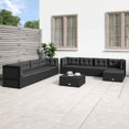 thumbnail image 1 of vidaXL 9 Piece Garden Lounge Set with Cushions Black Poly Rattan, 1 of 5