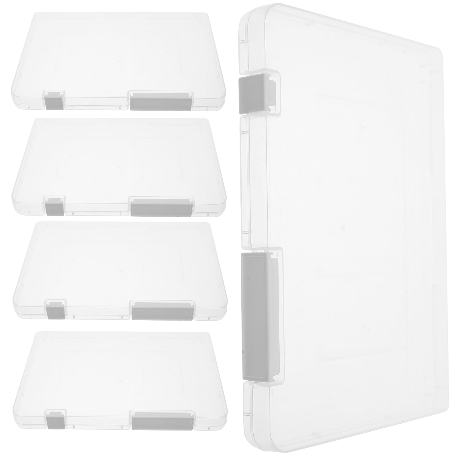 Masteelf 5-Pack Plastic Storage Organizer Boxes with Lids for File, Document, and Office Supplies Storage at Home or Office