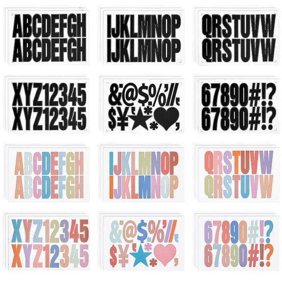 540pcs 2colors Bulletin Board Letters 36 Sheets Large Letter Stickers 2.5" Self Adhesive Number Sticker for Scrapbook Mailbox Home Door Wall Decor