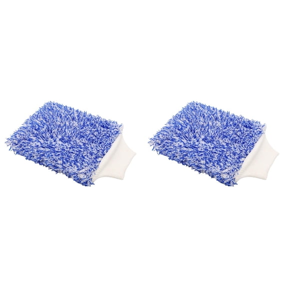 2 Pcs Microfiber Car Wash Mitt, 7×11 inch Elastic Cuff Thick Plush Fiber Cleansing Glove, Absorbent Detailing Washing Gloves for Cars Motorcycles SUVs Trucks Boats, Home Dusting Microfiber Gloves