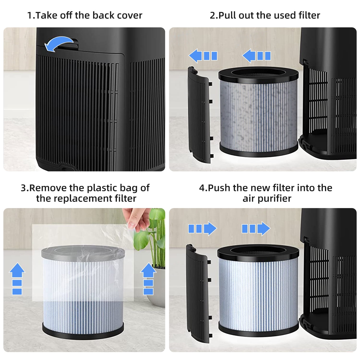Breezome JH02 HEPA Air Purifier Replacement Filter, Activated Carbon, 99.97% Efficiency