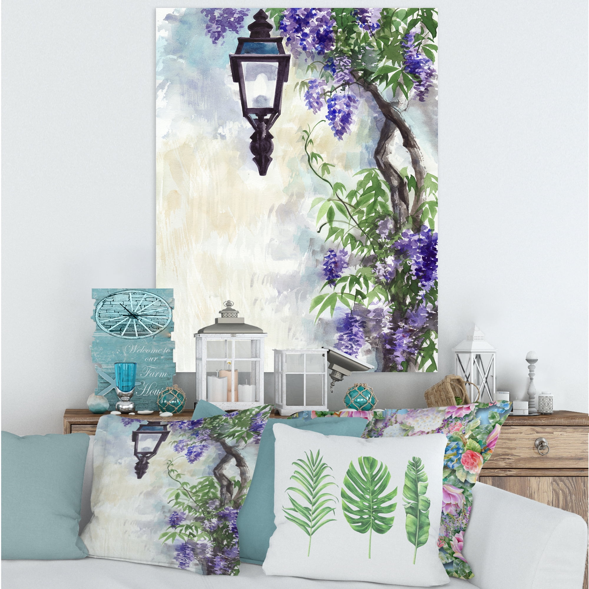 Designart ' Lilac Tree Lantern Vintage Impression ' Traditional Canvas Wall Art Print