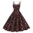 thumbnail image 2 of LWavelet 2026 Valentine's Off-the-shoulder Heart Polka Dot Dress, Women's Rose Accent Flowy A Line Sundresses Navy XL, 2 of 4
