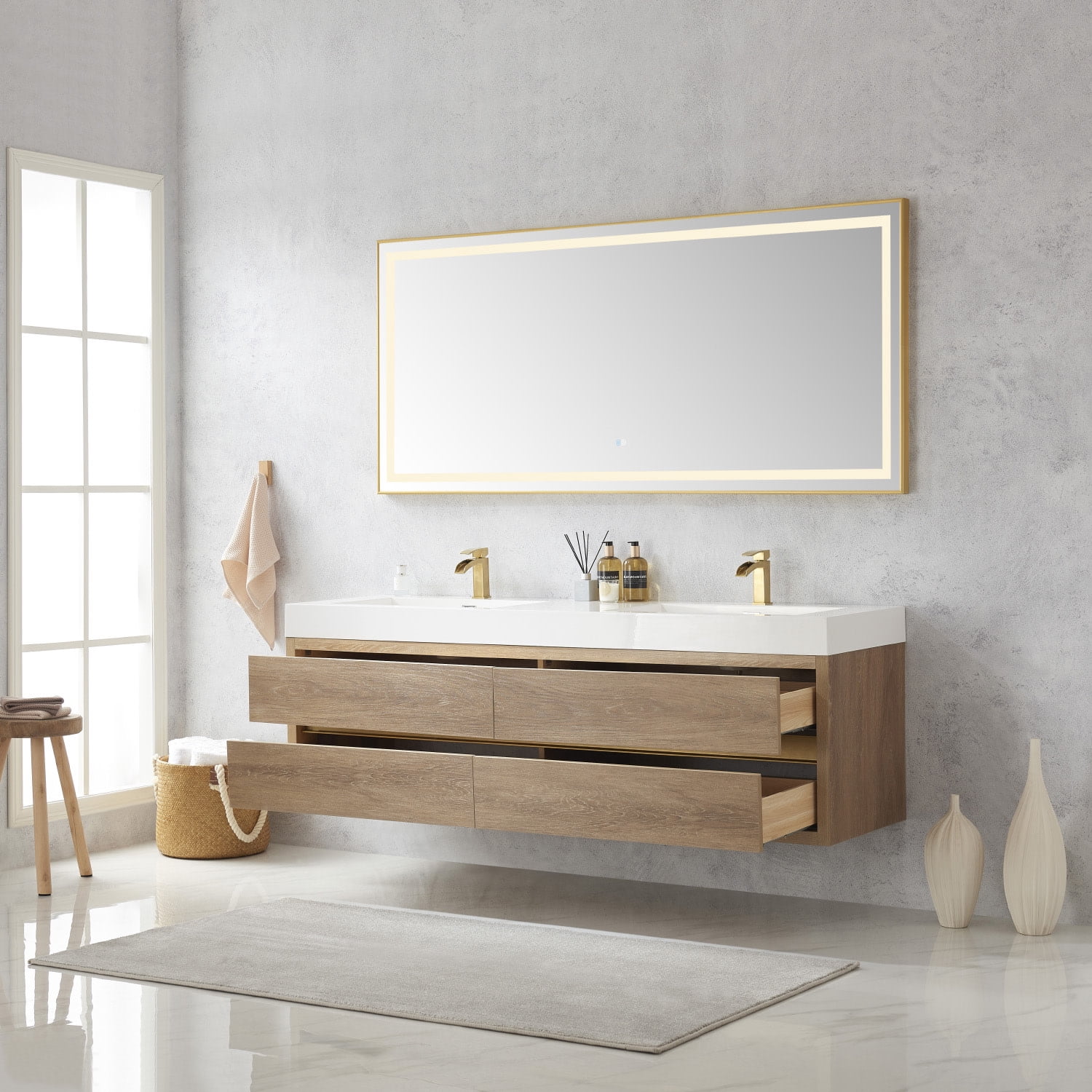Miseno Mv703172 Palencia 72" Free Standing Double Basin Vanity Set - North Carolina Oak