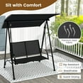 thumbnail image 2 of Gymax 2-Person Patio Swing Seat Swing Bench Canopy Swing Loveseat Outdoor Black, 2 of 7