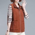 thumbnail image 3 of ZUKMRJPC Womens Corduroy Vest Jacket Solid Color Sleeveless Stand Collar Full Zip Up Waistcoat Warm Lightweight Gilet Outerwear with Pockets, 3 of 6