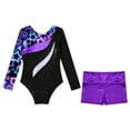 thumbnail image 5 of YONGHS Teens Kids Girls 2Pcs Dance Outfits Gymnastics Sport Leotard with Shorts Dancewear Unitard Neon Black 12, 5 of 7
