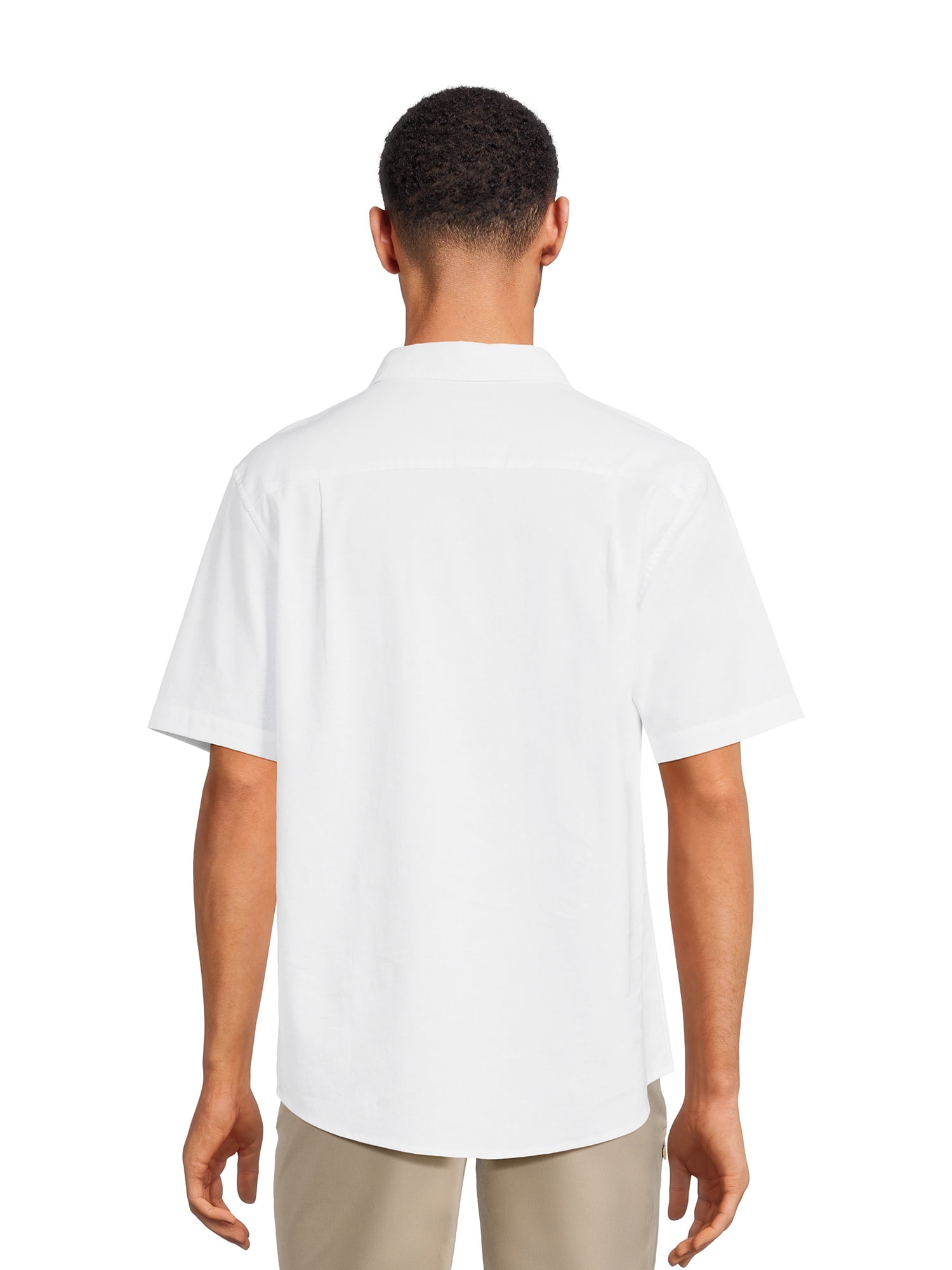 George Men's & Big Men's Short Sleeve Poplin Button-Up Shirt, Sizes S-3XL