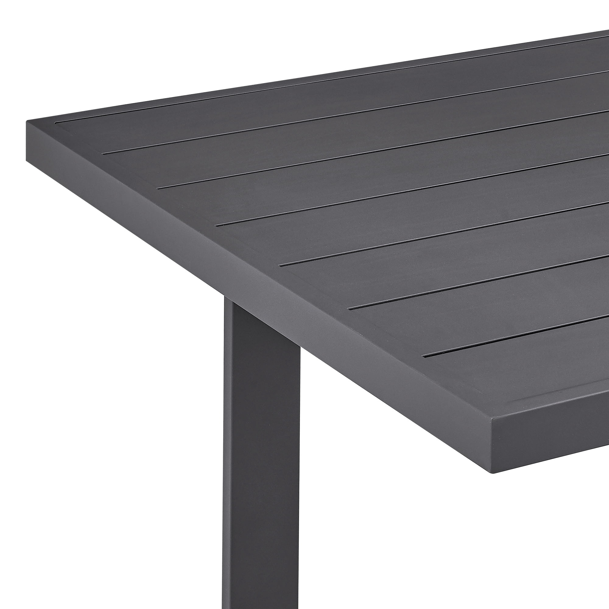 Argiope Outdoor Patio 7-Piece Dining Table Set in Aluminum with Grey Cushions Armen Living