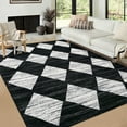 thumbnail image 2 of GlowSol 8'x10' Washable Area Rugs for Living Room Modern Checkered Rug Geometric Distressed Trellis Rug Soft Foldable Accent Rug, Black, 2 of 7