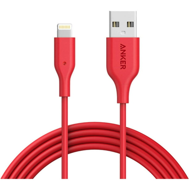 Anker A8112091 iPhone Charger, Powerline 6ft Lightning Cable, Red, 6ft