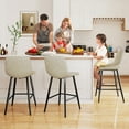 thumbnail image 6 of TAVR 600 lbs Counter Height Bar Stools Set of 3, 24 inch Leather Barstools with Back and Metal Legs for Kitchen Island, Beige, 6 of 8