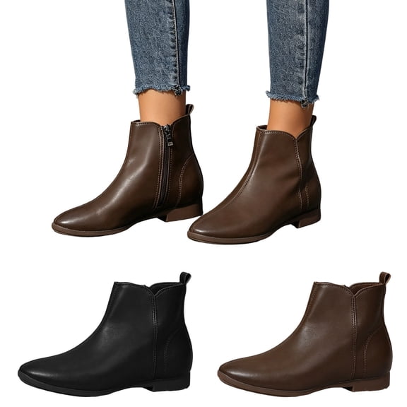 Boots Women Cameland Women’s Side Zipper Ankle Booties Casual Short Boots Brown