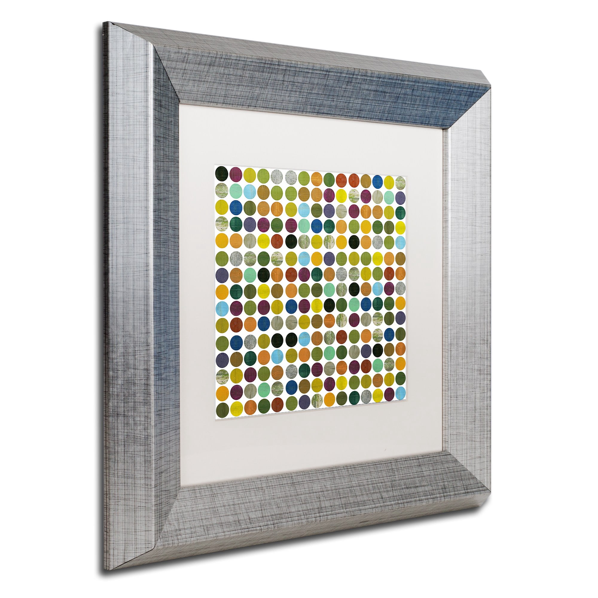 Trademark Fine Art "Rustic Rounds 125" Canvas Art by Michelle Calkins, White Matte, Silver Frame