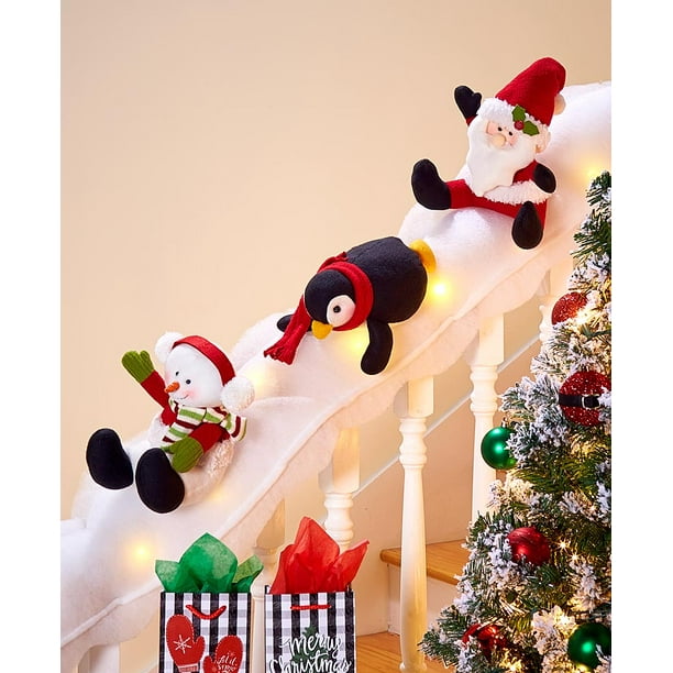 Decorative Holiday Snow Surfing Set Handrail Wrap 5 Ft Penguin Snow Surfing Set Handrail Wrap