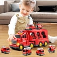 thumbnail image 3 of Fire Truck Toy, 5-in-1 Fire Car Truck for Boys 3 4 5 6 Years Old, Fire Trucks Toddler Toys for Boys Age 3-6 Christmas Birthday Gift Car Sets with Light Sound, 3 of 8