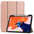 thumbnail image 1 of Dteck Slim Fit Case For iPad Pro 12.9 inch 2020 4th Generation with Built-in Pencil Holder, [Support Apple Pencil Wireless Charging] Tri-Fold Stand Magnetic Flip Auto Wake Sleep Case CoverRosegold, 1 of 9