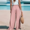 thumbnail image 5 of Palazzo Pants for Women High Waisted Wide Leg Pants Elastic Drawstring Waist Casaul Flowy Pant Pink 2XL, 5 of 7