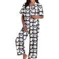 thumbnail image 3 of SAZBJOJN Halloween Pajamas Women Halloween Printed Pajama Set 2 Piece Long Sleeve Top & Pants Soft Sleepwear Loungewear Cute Pattern PJs for Halloween Party Nightwear White S, 3 of 5