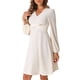 thumbnail image 1 of Vestido midi A-Line Inspire Chic para mujer, vestido de cuello en V texturizado con cruce, color beige, 1 of 6